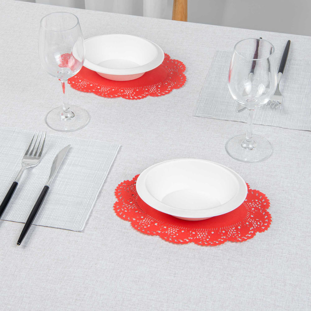 Pastry Tek Oval Red Paper Doilies - Lace - 9" x 6 1/2" - 100 count box