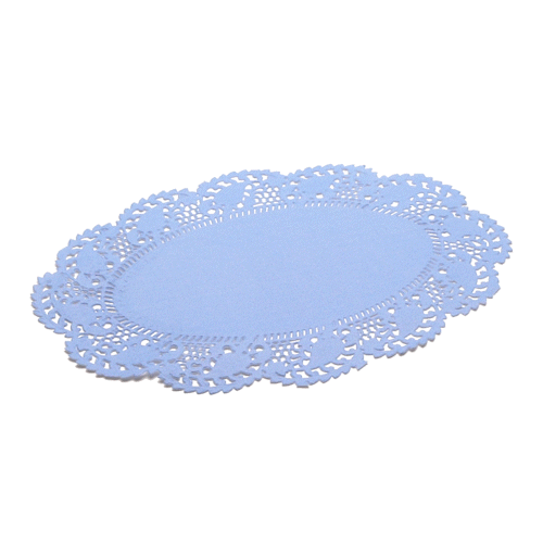 Pastry Tek Oval Sky Blue Paper Doilies - Lace - 9" x 6 1/2" - 100 count box