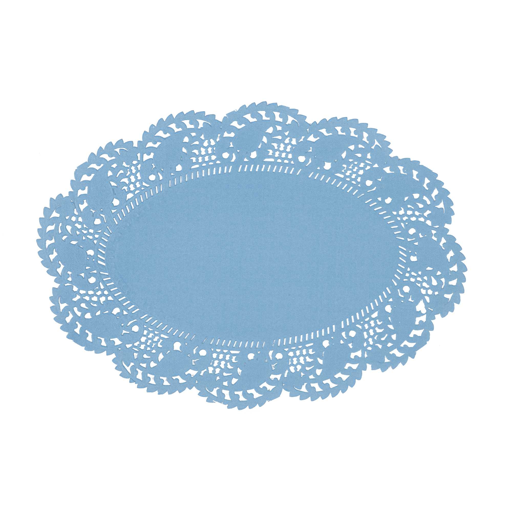 Pastry Tek Oval Sky Blue Paper Doilies - Lace - 9" x 6 1/2" - 100 count box