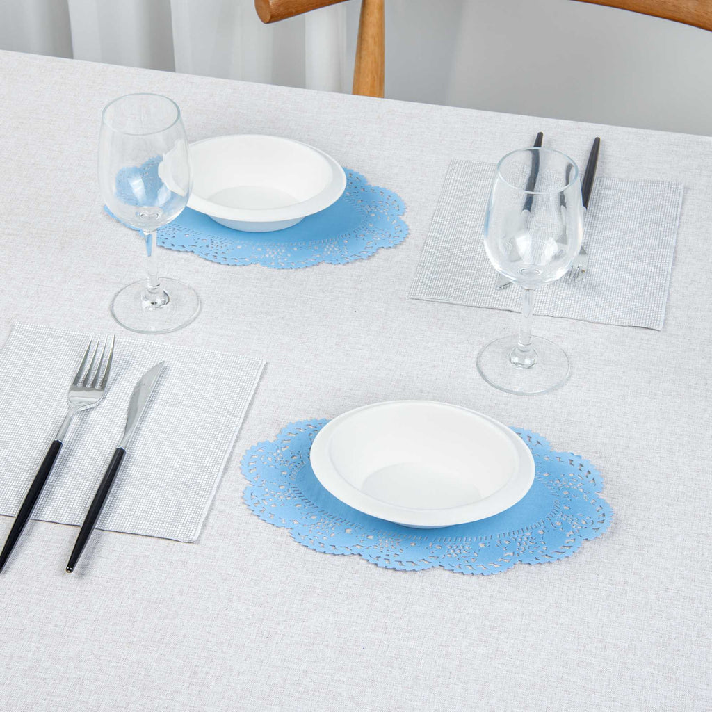 Pastry Tek Oval Sky Blue Paper Doilies - Lace - 9" x 6 1/2" - 100 count box