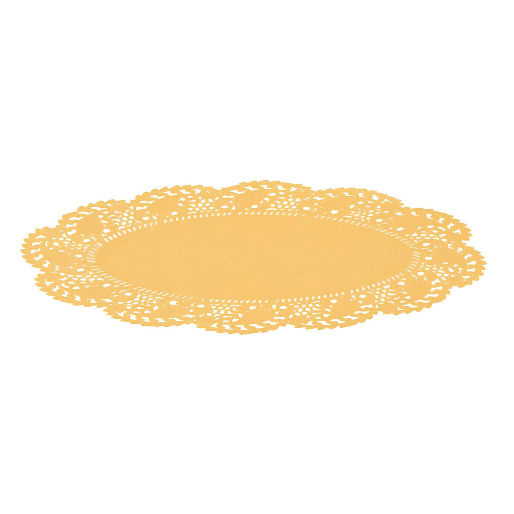 Pastry Tek Oval Orange Paper Doilies - Lace - 9" x 6 1/2" - 100 count box