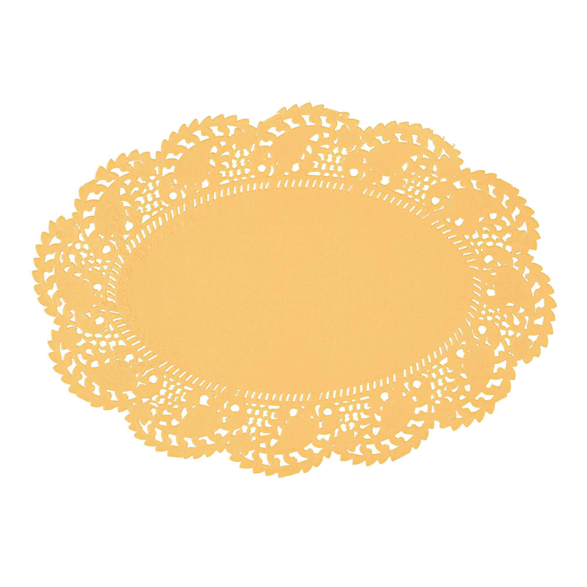 Pastry Tek Oval Orange Paper Doilies - Lace - 9" x 6 1/2" - 100 count box
