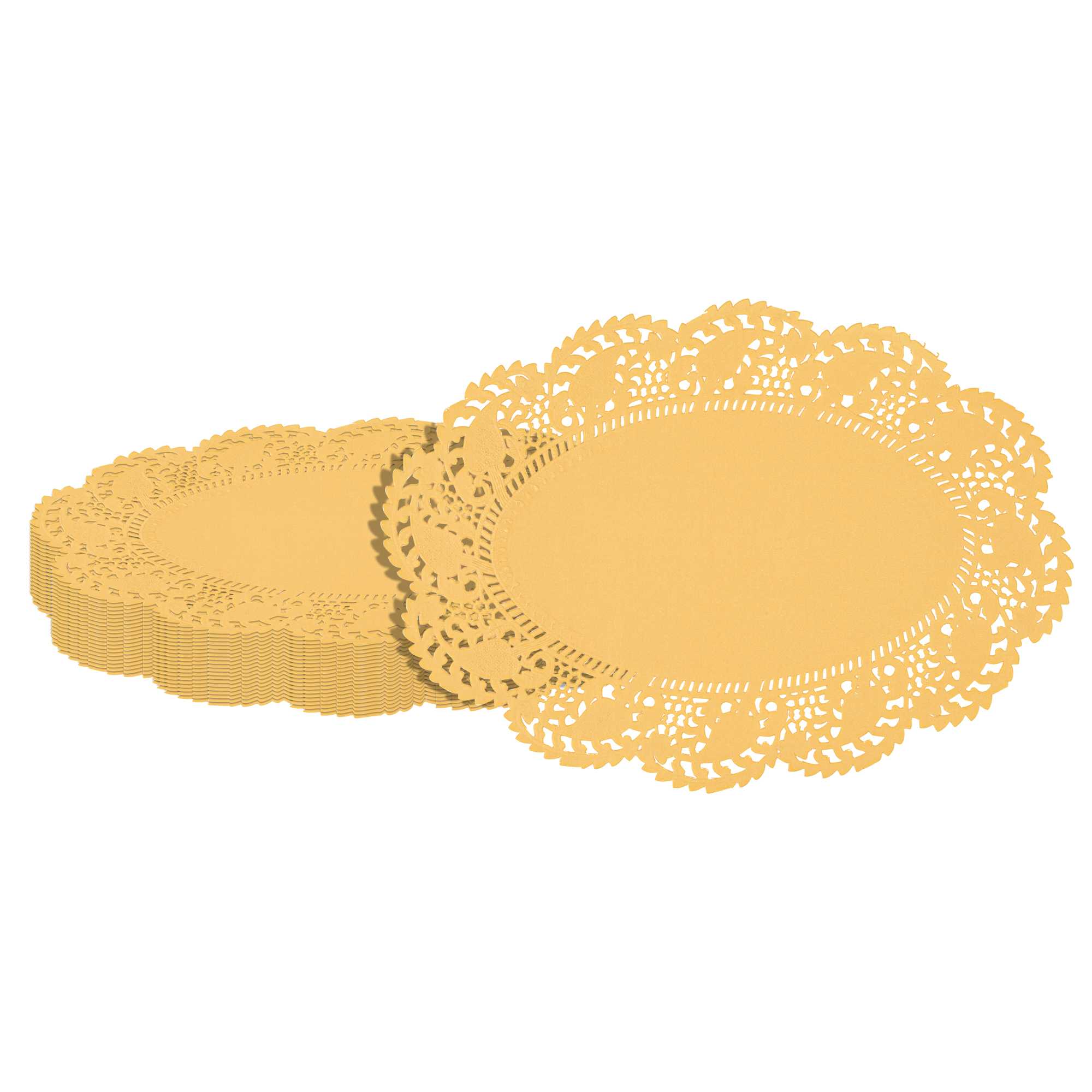 Pastry Tek Oval Orange Paper Doilies - Lace - 9" x 6 1/2" - 4000 count box