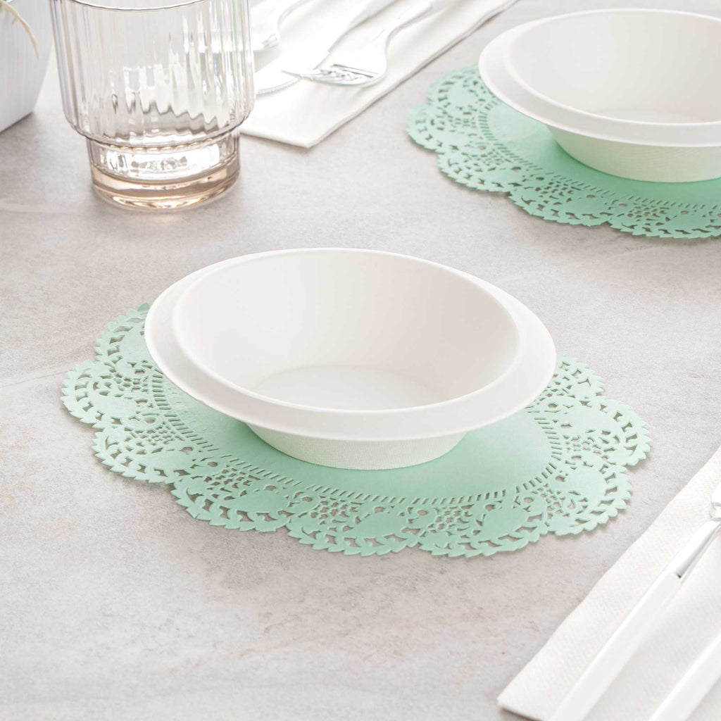 Pastry Tek Oval Teal Paper Doilies - Lace - 9" x 6 1/2" - 100 count box
