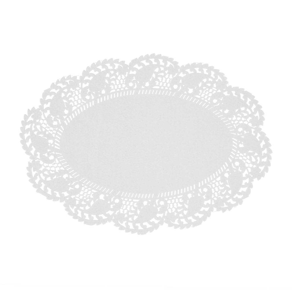 Pastry Tek Oval White Paper Doilies - Lace - 9" x 6 1/2" - 4000 count box
