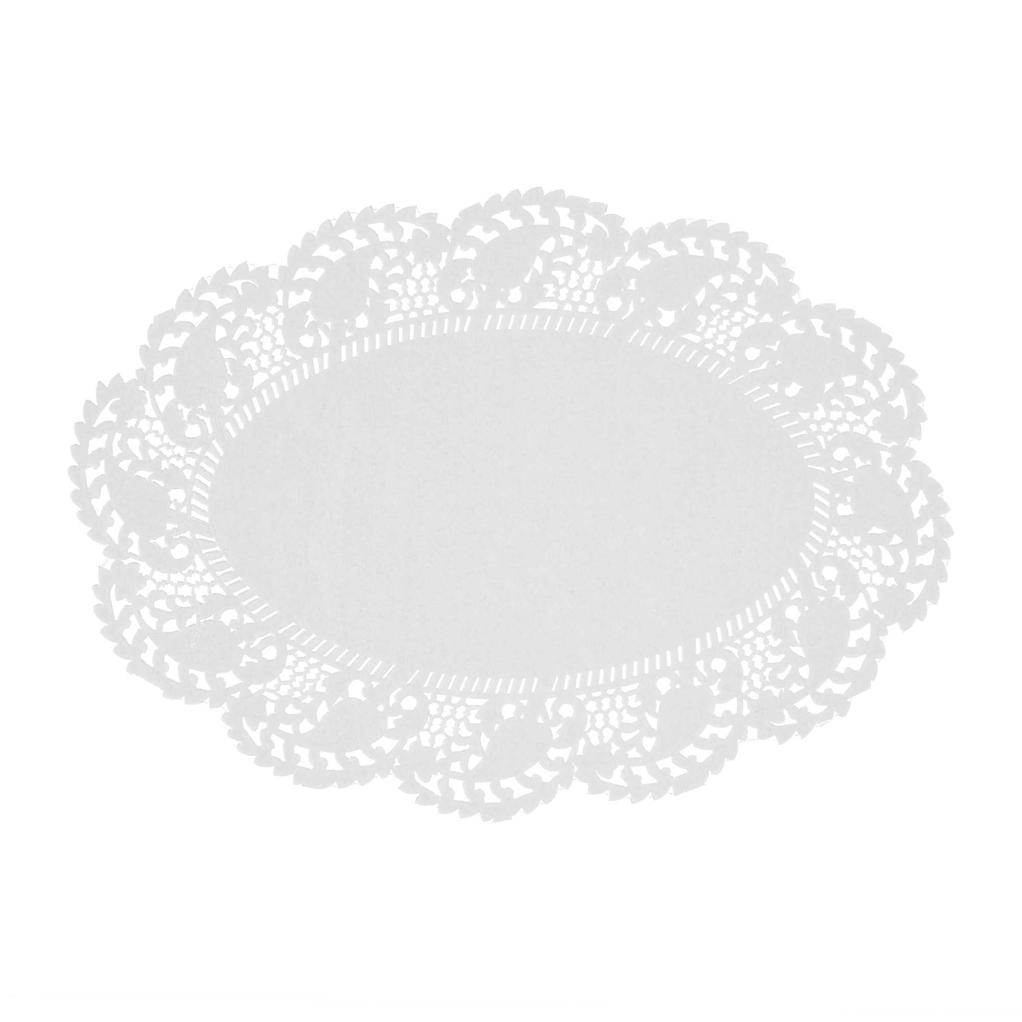 Pastry Tek Oval White Paper Doilies - Lace - 9" x 6 1/2" - 4000 count box