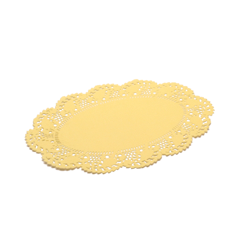 Pastry Tek Oval Yellow Paper Doilies - Lace - 9" x 6 1/2" - 100 count box