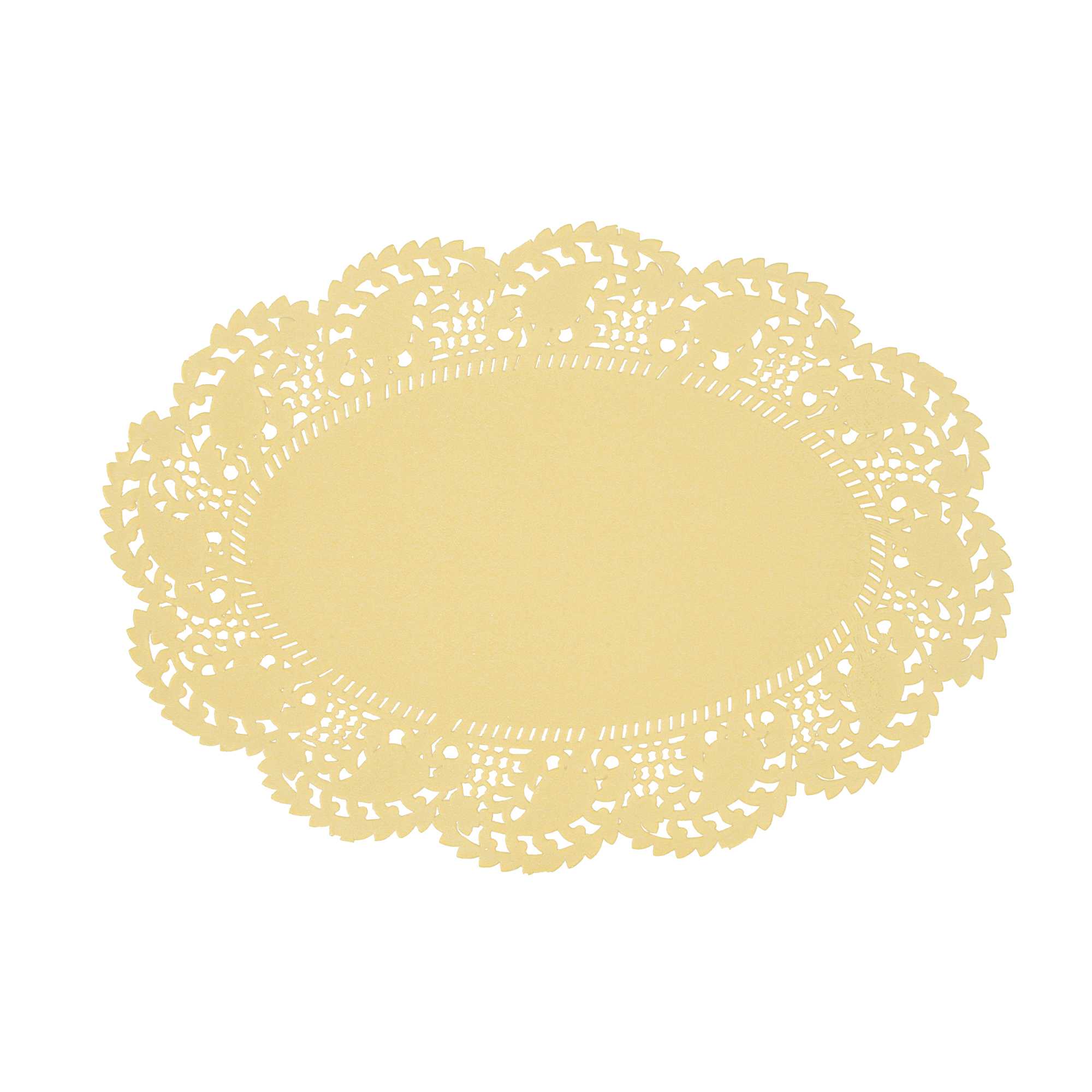 Pastry Tek Oval Yellow Paper Doilies - Lace - 9" x 6 1/2" - 100 count box