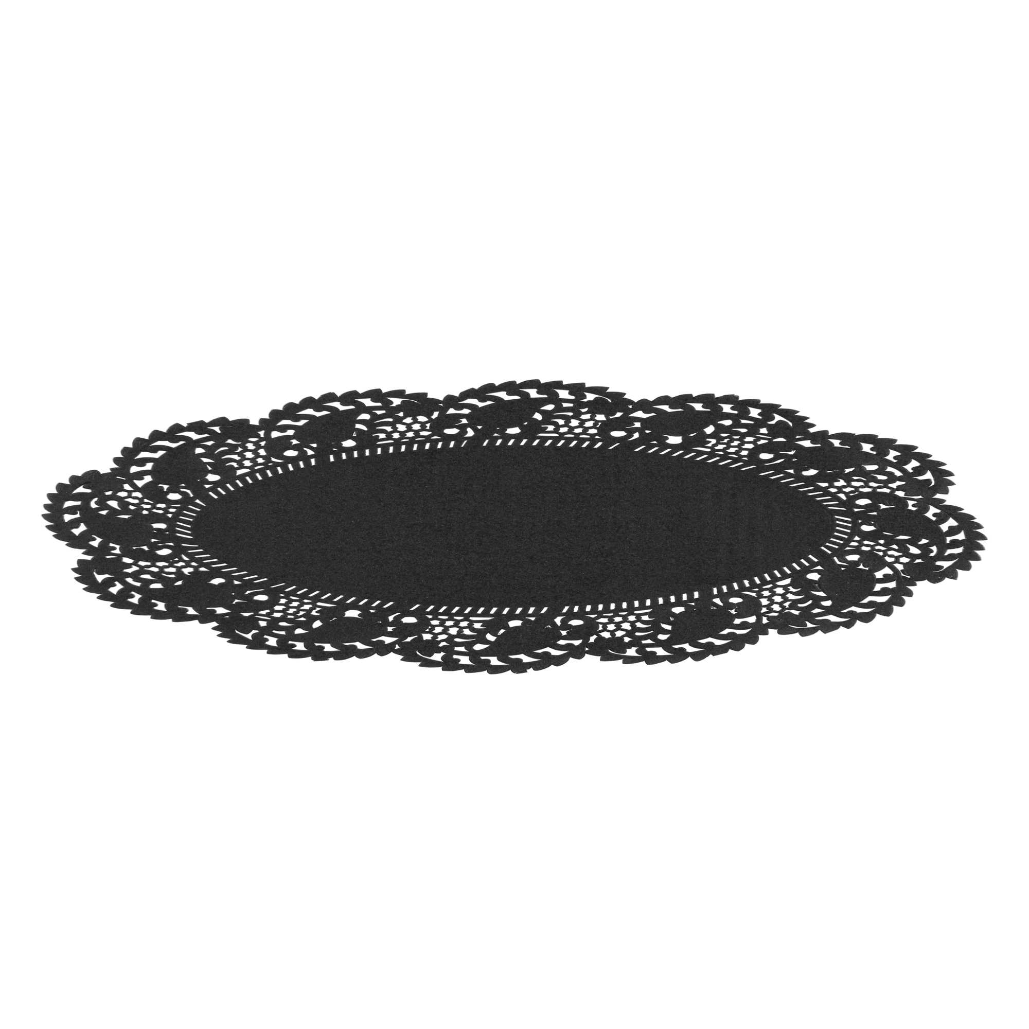 Pastry Tek Oval Black Paper Doilies - Lace - 10 1/2" x 6 1/2" - 4000 count box