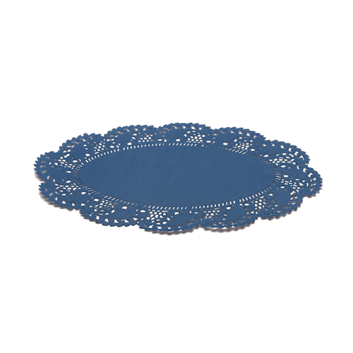 Pastry Tek Oval Navy Blue Paper Doilies - Lace - 10 1/2" x 6 1/2" - 100 count box