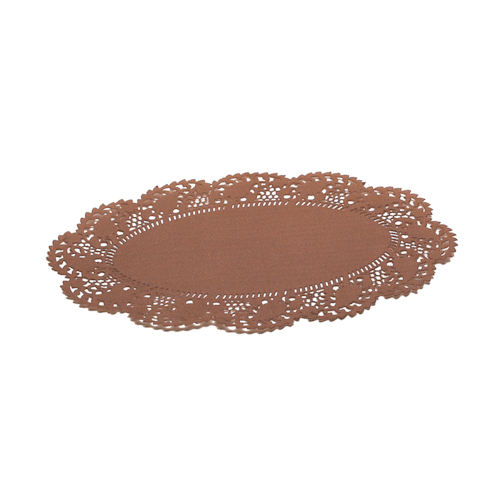 Pastry Tek Oval Brown Paper Doilies - Lace - 10 1/2" x 6 1/2" - 100 count box