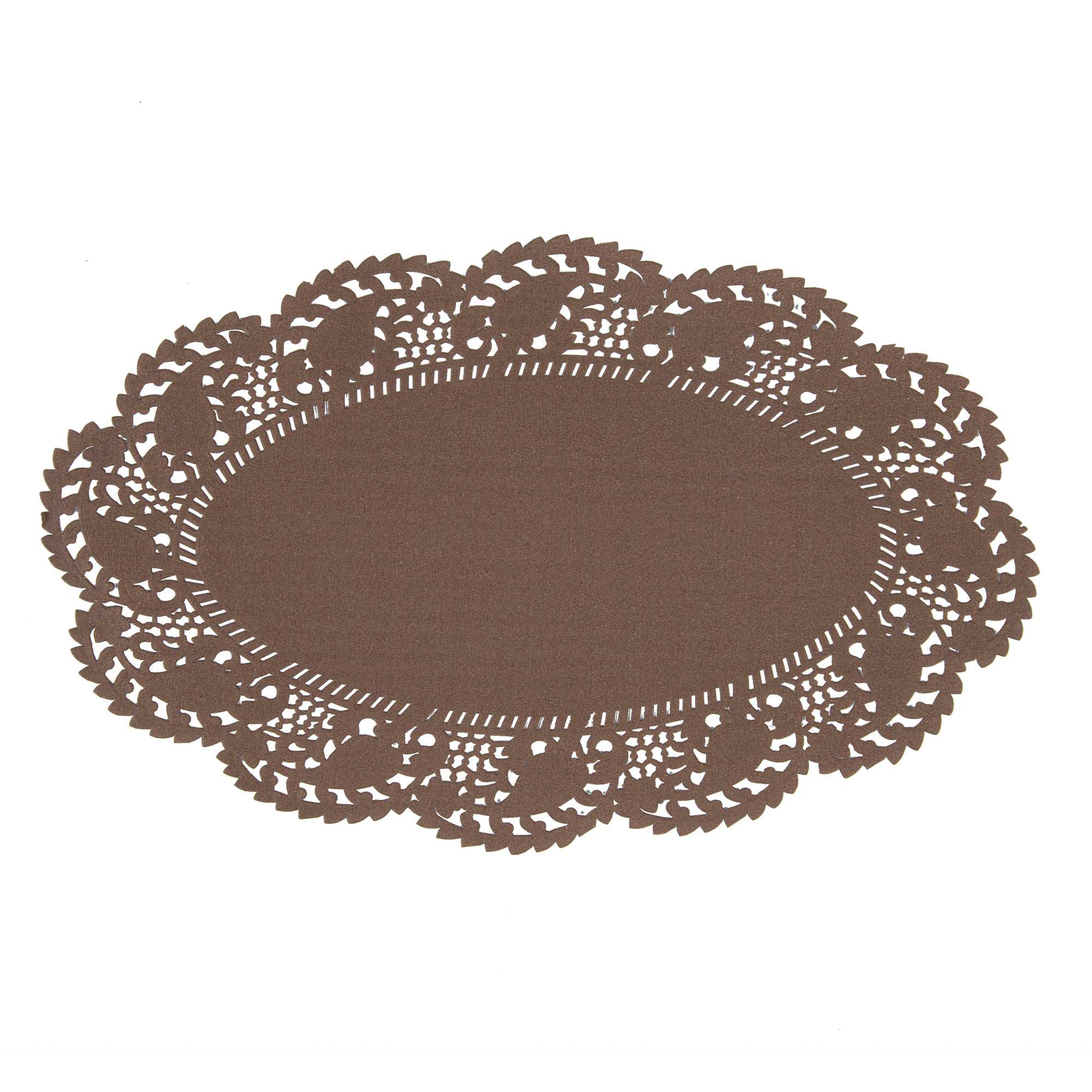Pastry Tek Oval Brown Paper Doilies - Lace - 10 1/2" x 6 1/2" - 4000 count box
