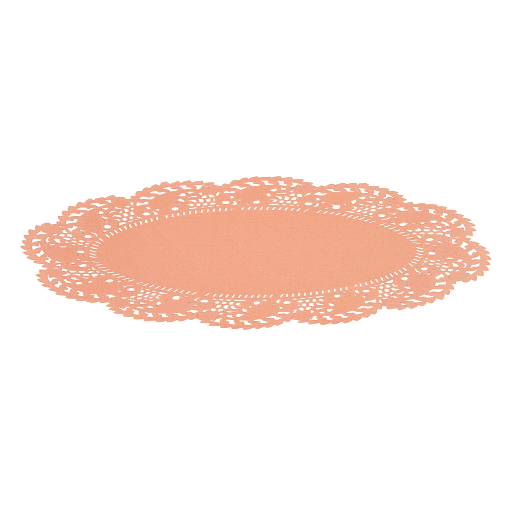 Pastry Tek Oval Coral Paper Doilies - Lace - 10 1/2" x 6 1/2" - 4000 count box
