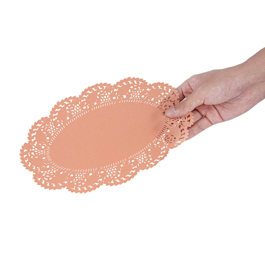 Pastry Tek Oval Coral Paper Doilies - Lace - 10 1/2" x 6 1/2" - 4000 count box