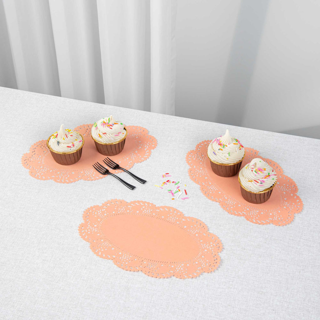 Pastry Tek Oval Coral Paper Doilies - Lace - 10 1/2" x 6 1/2" - 4000 count box