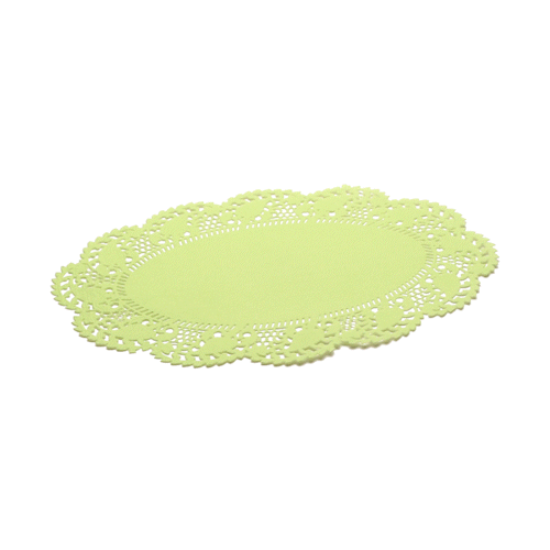 Pastry Tek Oval Green Paper Doilies - Lace - 10 1/2" x 6 1/2" - 100 count box