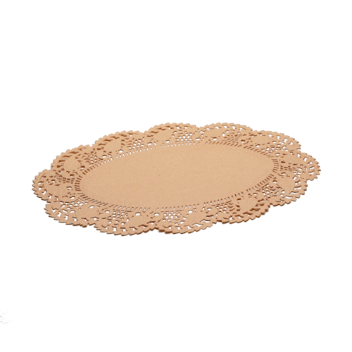 Pastry Tek Oval Kraft Paper Doilies - Lace - 10 1/2" x 6 1/2" - 4000 count box