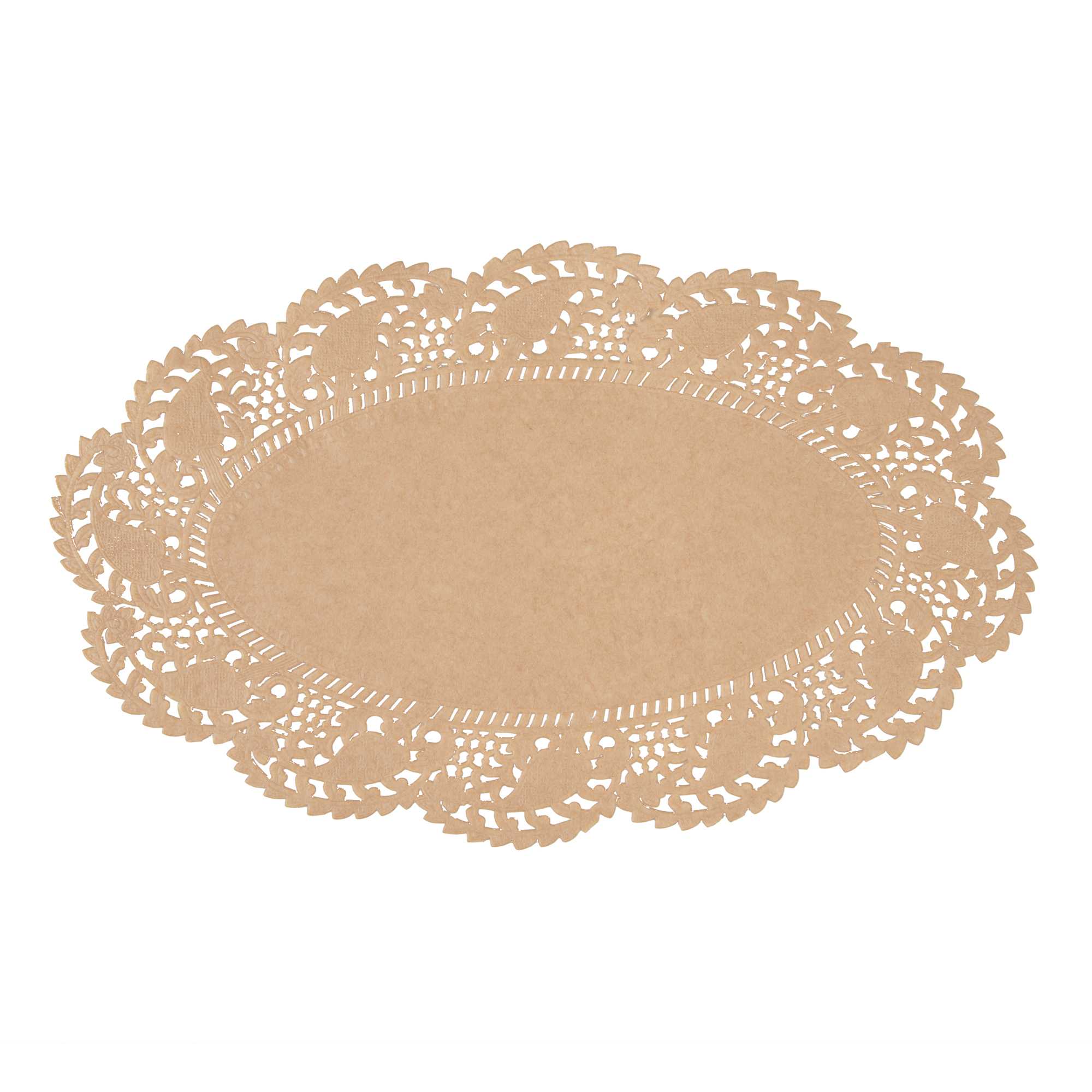 Pastry Tek Oval Kraft Paper Doilies - Lace - 10 1/2" x 6 1/2" - 4000 count box