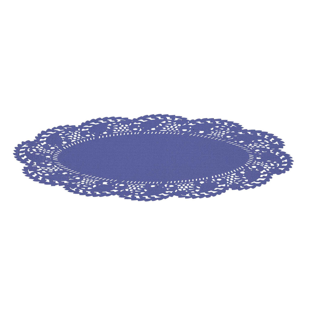 Pastry Tek Oval Purple Paper Doilies - Lace - 10 1/2" x 6 1/2" - 100 count box