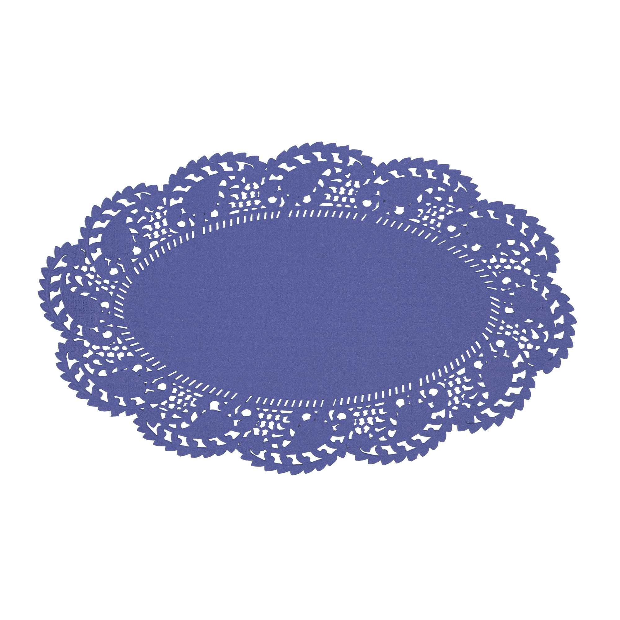 Pastry Tek Oval Purple Paper Doilies - Lace - 10 1/2" x 6 1/2" - 100 count box