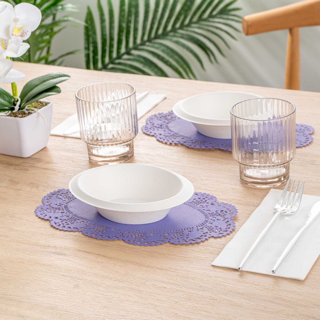 Pastry Tek Oval Purple Paper Doilies - Lace - 10 1/2" x 6 1/2" - 4000 count box
