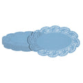 Pastry Tek Oval Sky Blue Paper Doilies - Lace - 10 1/2" x 6 1/2" - 100 count box