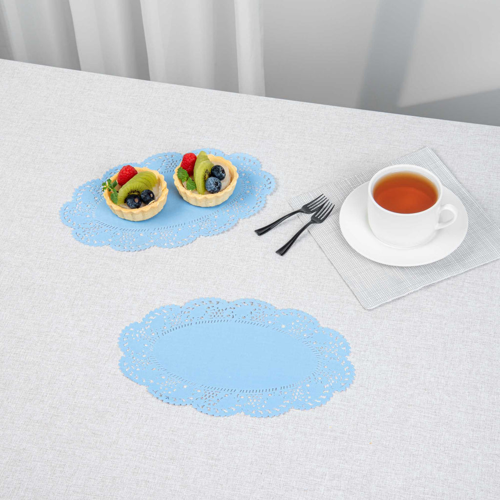 Pastry Tek Oval Sky Blue Paper Doilies - Lace - 10 1/2" x 6 1/2" - 4000 count box