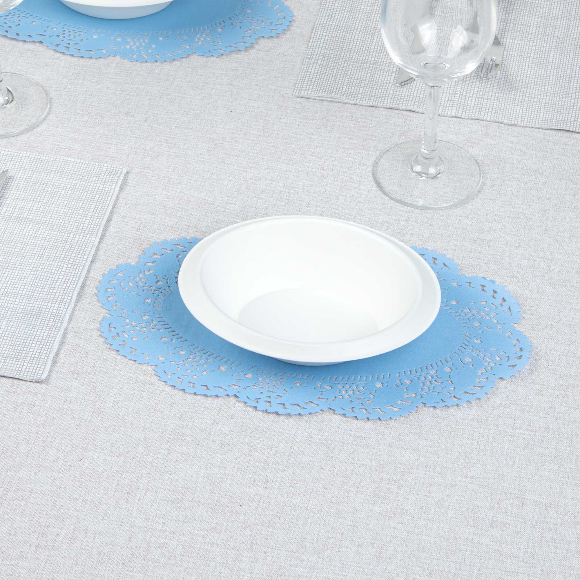 Pastry Tek Oval Sky Blue Paper Doilies - Lace - 10 1/2" x 6 1/2" - 4000 count box