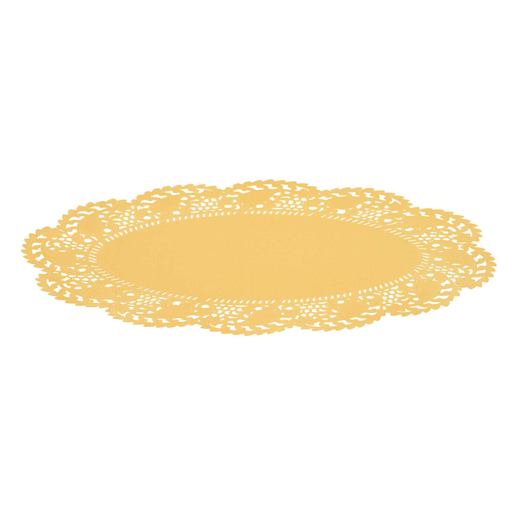 Pastry Tek Oval Orange Paper Doilies - Lace - 10 1/2" x 6 1/2" - 100 count box