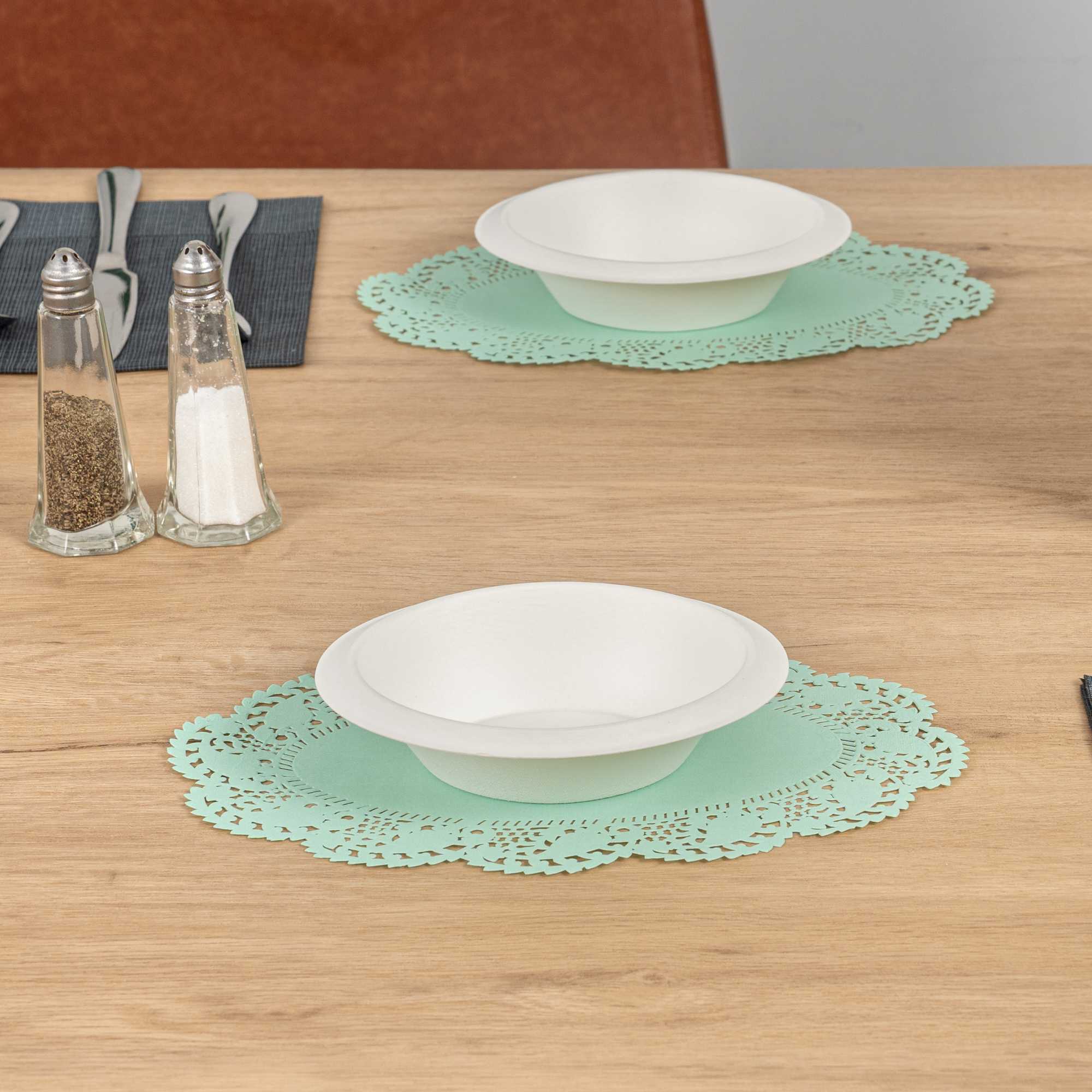 Pastry Tek Oval Teal Paper Doilies - Lace - 10 1/2" x 6 1/2" - 4000 count box