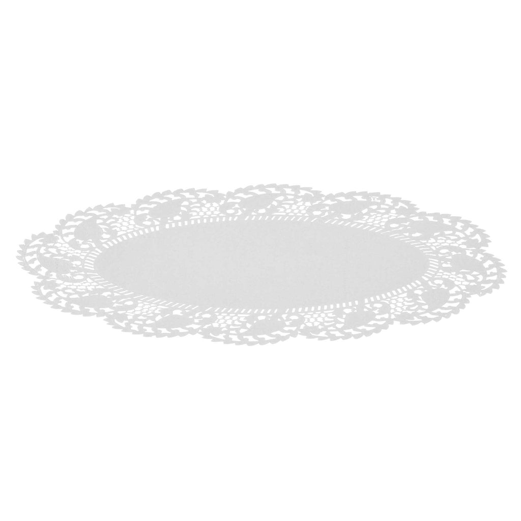 Pastry Tek Oval White Paper Doilies - Lace - 10 1/2" x 6 1/2" - 4000 count box