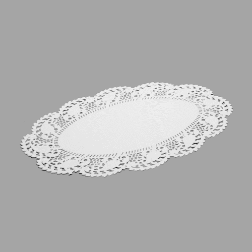 Pastry Tek Oval White Paper Doilies - Lace - 10 1/2" x 6 1/2" - 100 count box