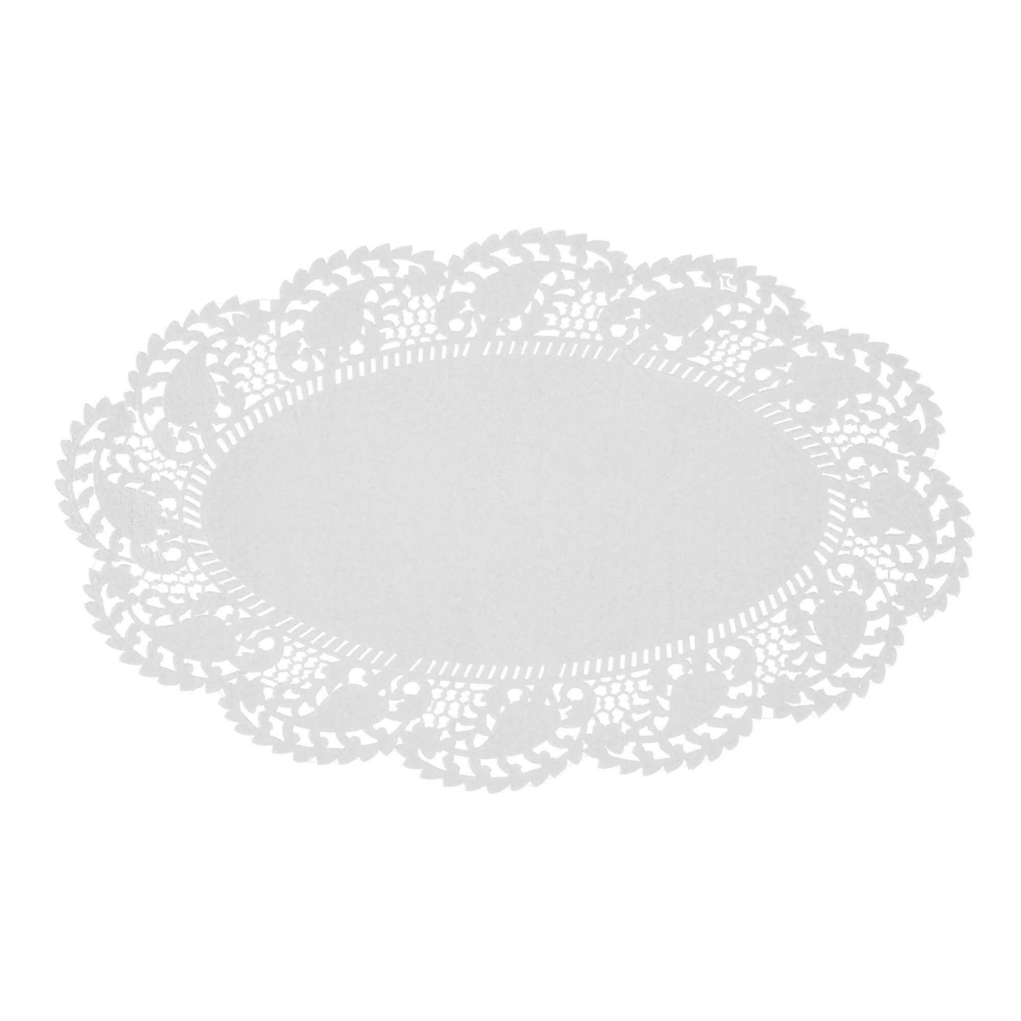 Pastry Tek Oval White Paper Doilies - Lace - 10 1/2" x 6 1/2" - 4000 count box