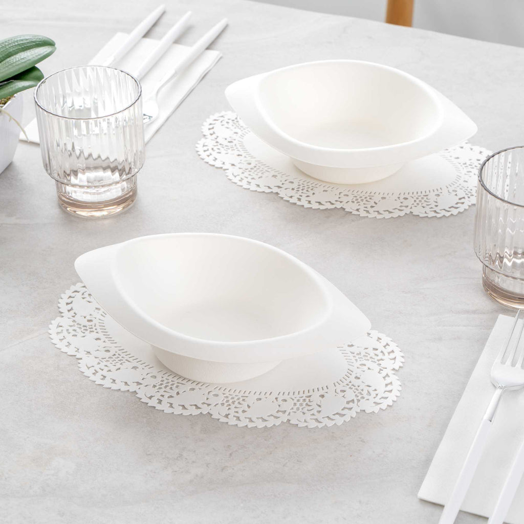 Pastry Tek Oval White Paper Doilies - Lace - 10 1/2" x 6 1/2" - 4000 count box