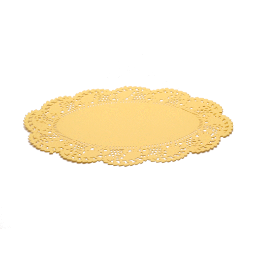 Pastry Tek Oval Yellow Paper Doilies - Lace - 10 1/2" x 6 1/2" - 100 count box