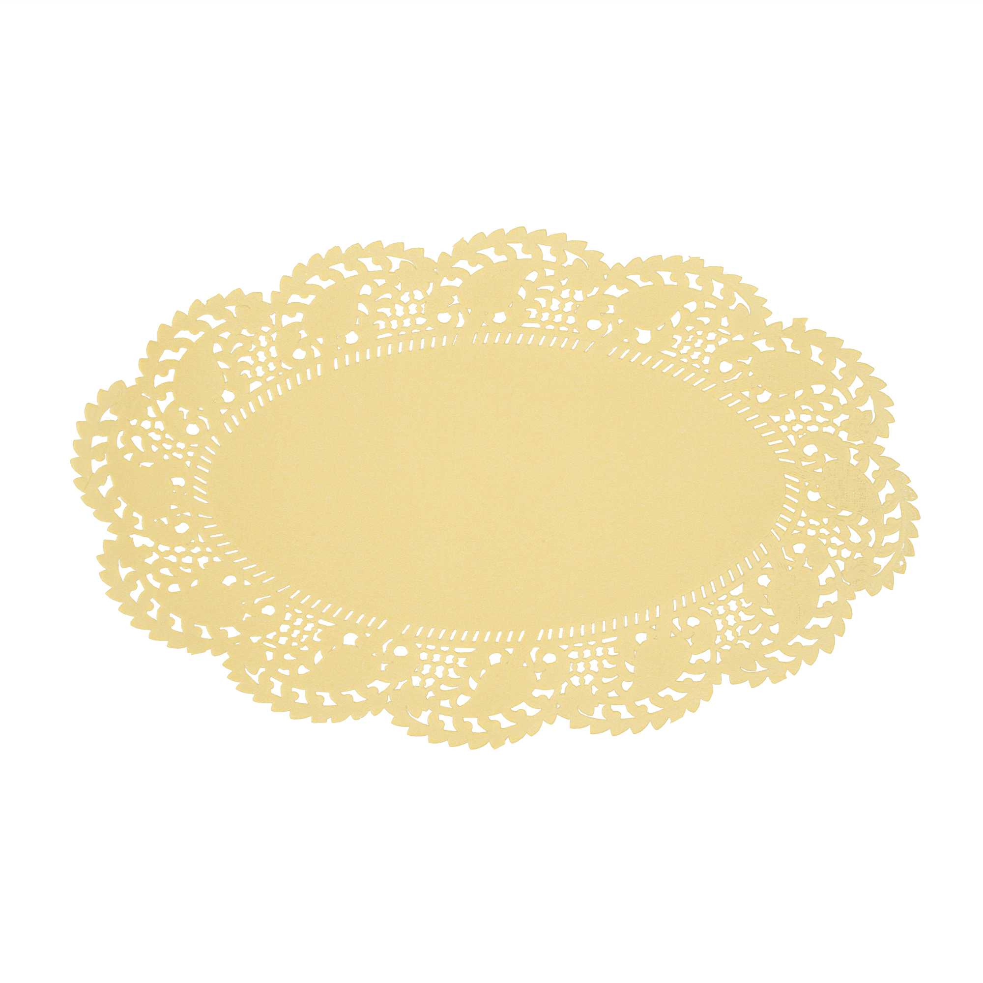 Pastry Tek Oval Yellow Paper Doilies - Lace - 10 1/2" x 6 1/2" - 100 count box