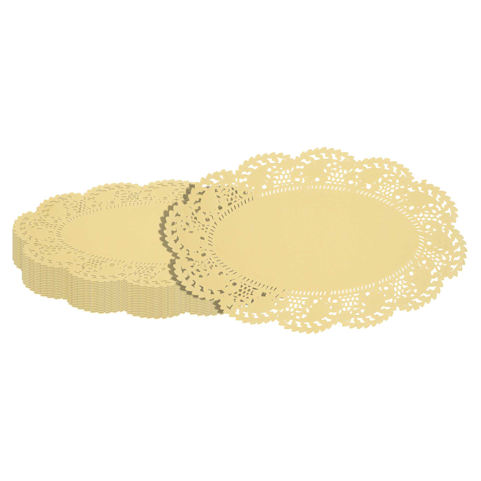 Pastry Tek Oval Yellow Paper Doilies - Lace - 10 1/2" x 6 1/2" - 4000 count box