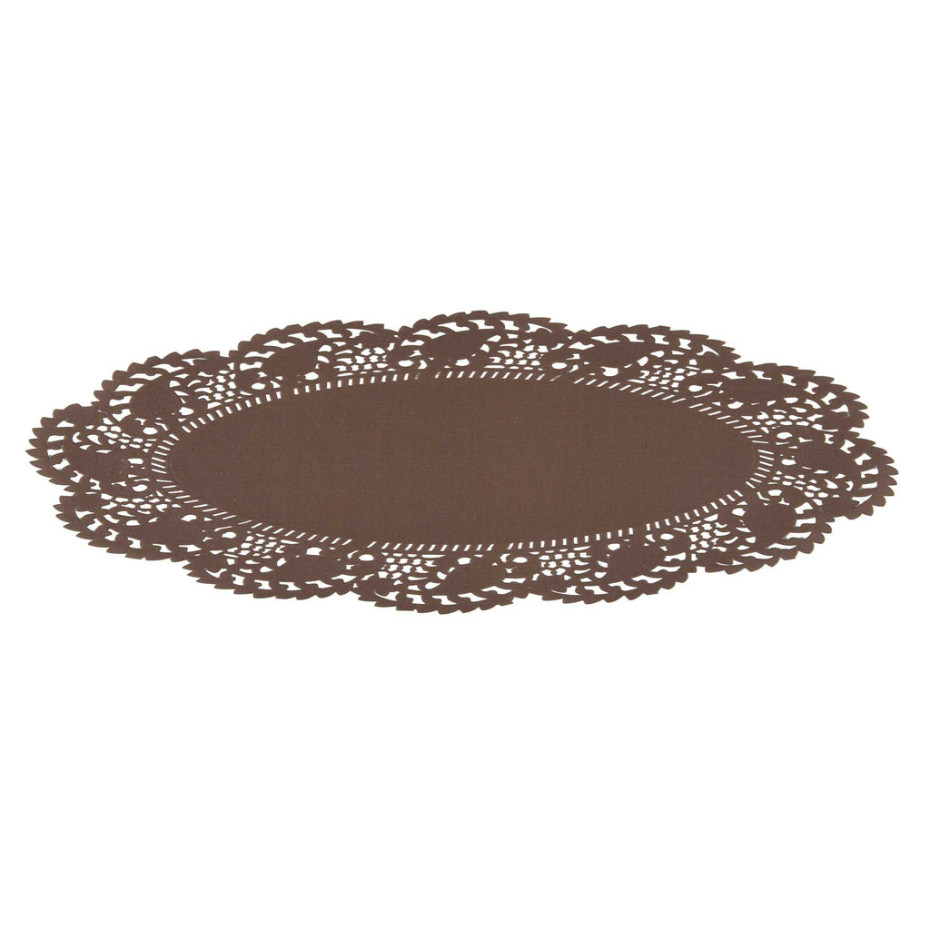 Pastry Tek Oval Brown Paper Doilies - Lace - 12 1/2" x 8 1/2" - 4000 count box