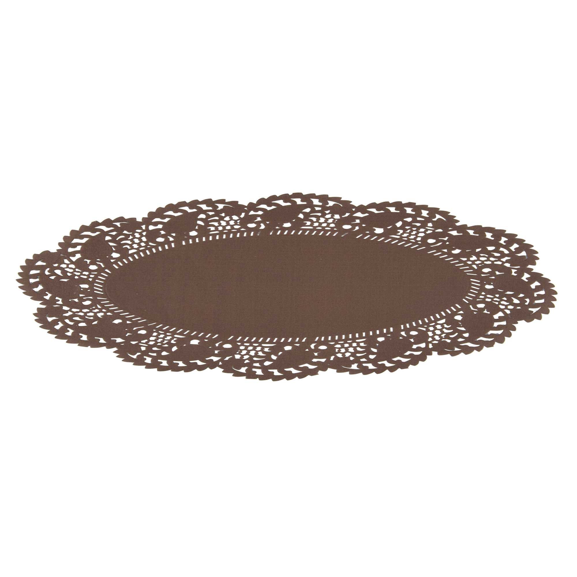 Pastry Tek Oval Brown Paper Doilies - Lace - 12 1/2" x 8 1/2" - 4000 count box