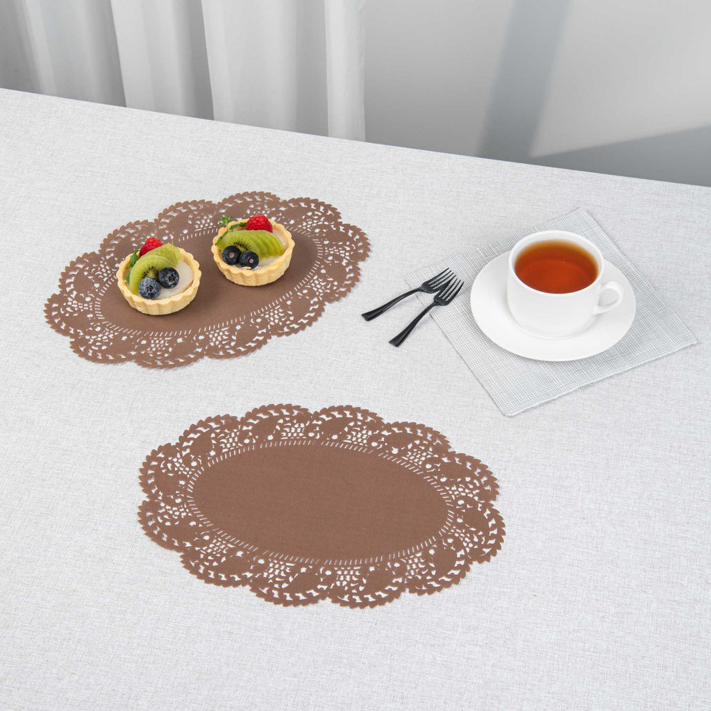 Pastry Tek Oval Brown Paper Doilies - Lace - 12 1/2" x 8 1/2" - 4000 count box