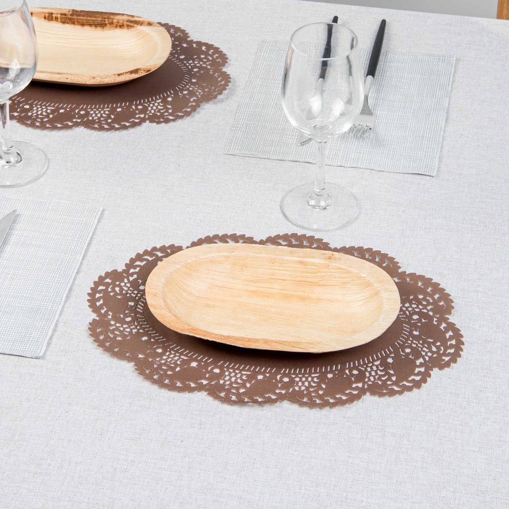 Pastry Tek Oval Brown Paper Doilies - Lace - 12 1/2" x 8 1/2" - 4000 count box