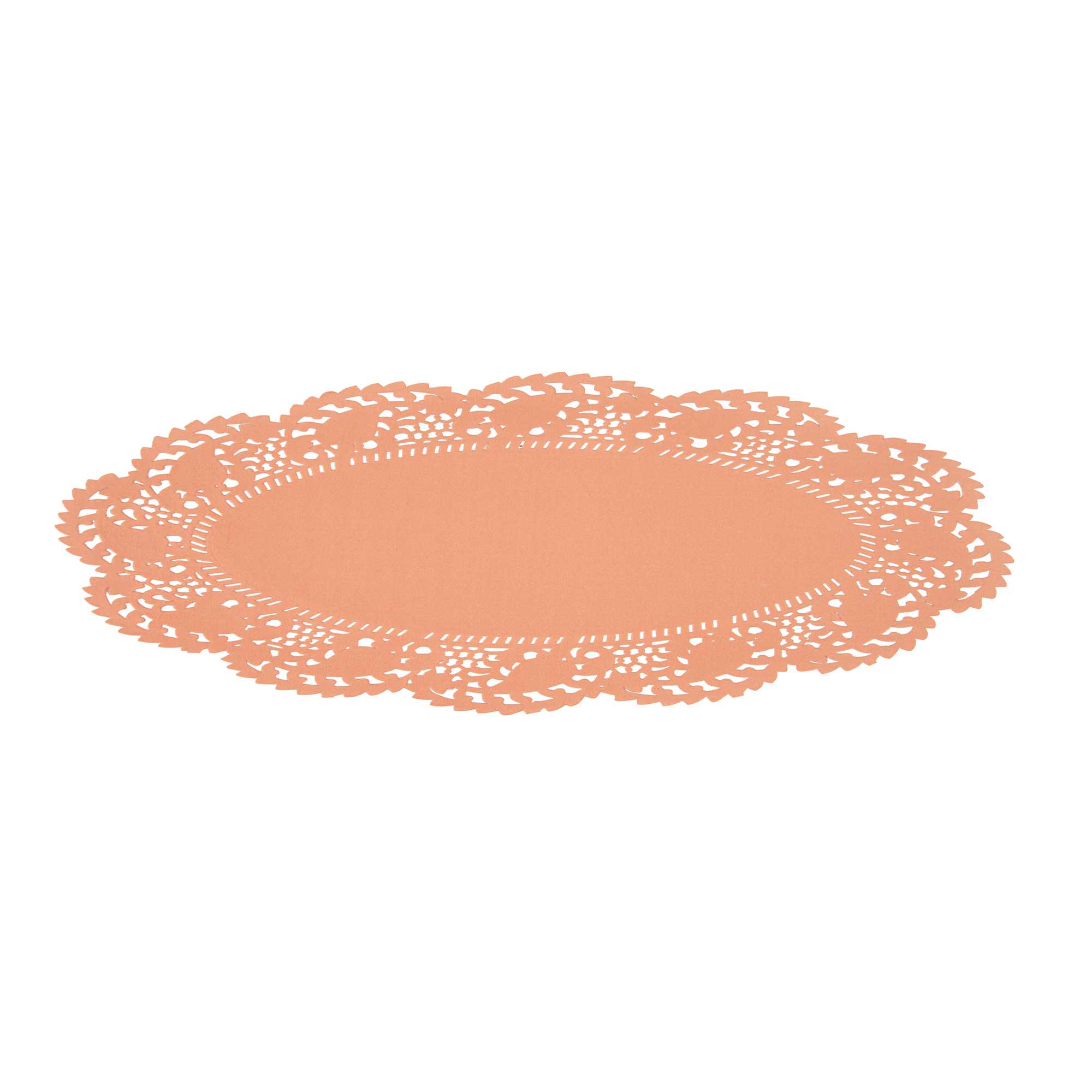 Pastry Tek Oval Coral Paper Doilies - Lace - 12 1/2" x 8 1/2" - 100 count box