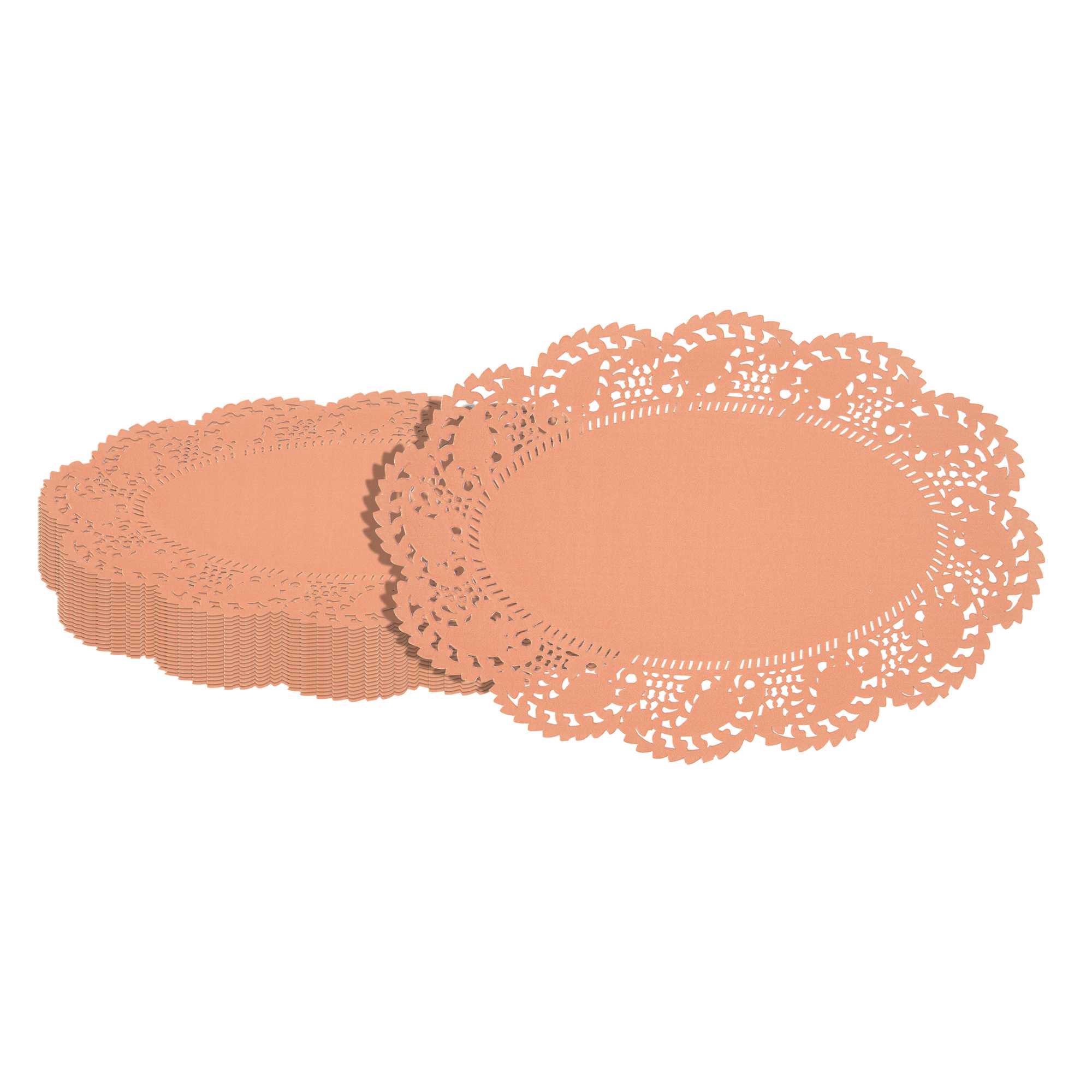 Pastry Tek Oval Coral Paper Doilies - Lace - 12 1/2" x 8 1/2" - 100 count box