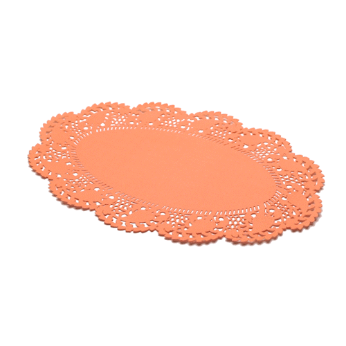Pastry Tek Oval Coral Paper Doilies - Lace - 12 1/2" x 8 1/2" - 100 count box