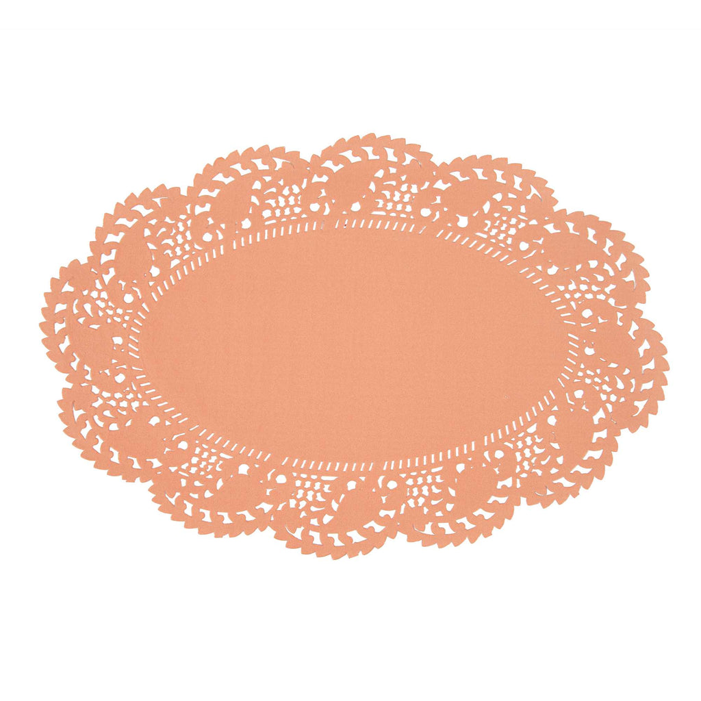 Pastry Tek Oval Coral Paper Doilies - Lace - 12 1/2" x 8 1/2" - 4000 count box