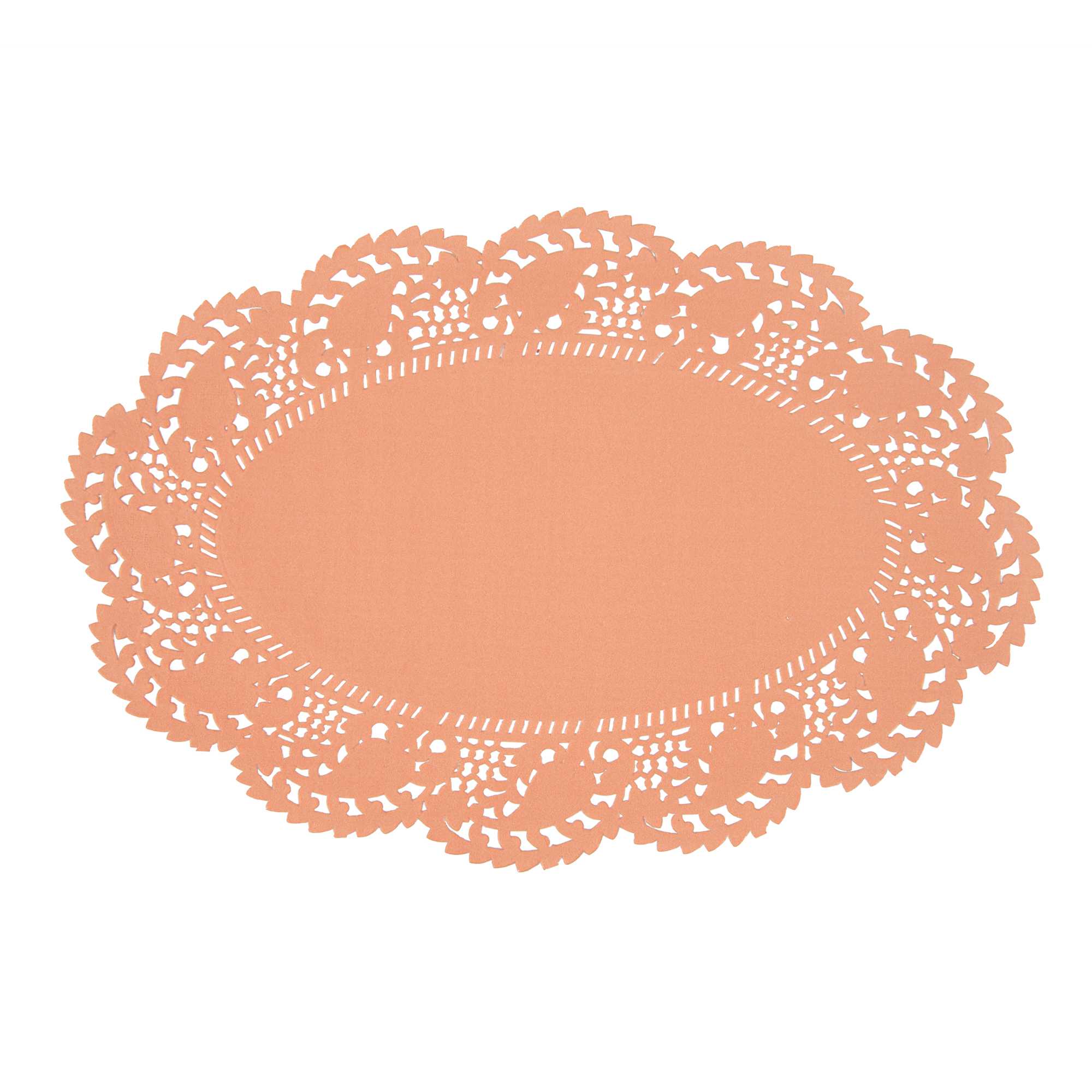 Pastry Tek Oval Coral Paper Doilies - Lace - 12 1/2" x 8 1/2" - 4000 count box