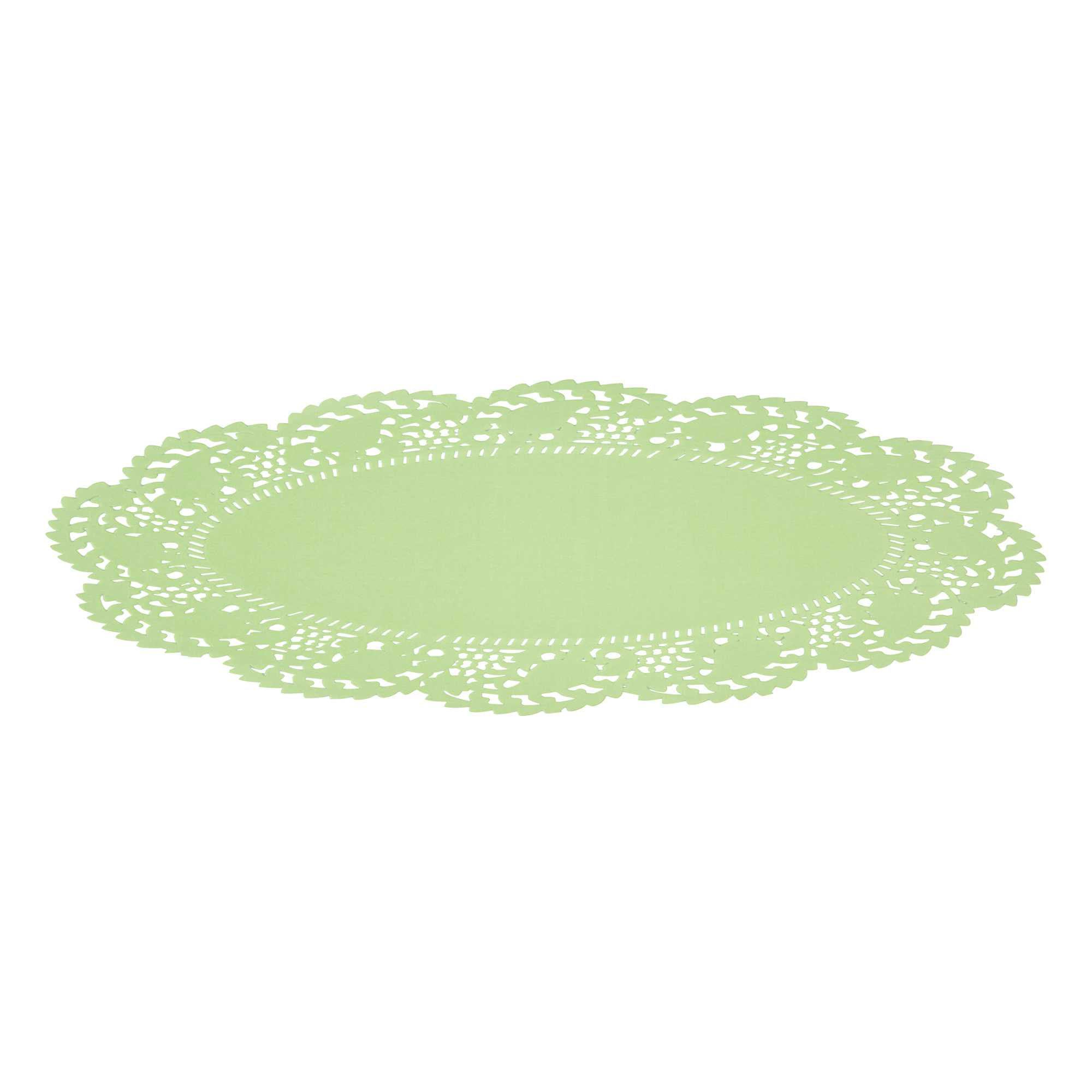 Pastry Tek Oval Green Paper Doilies - Lace - 12 1/2" x 8 1/2" - 100 count box