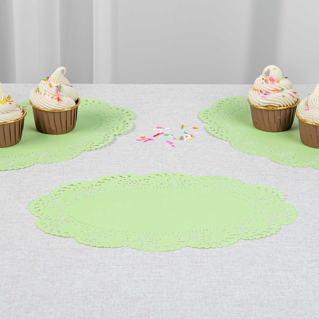 Pastry Tek Oval Green Paper Doilies - Lace - 12 1/2" x 8 1/2" - 100 count box