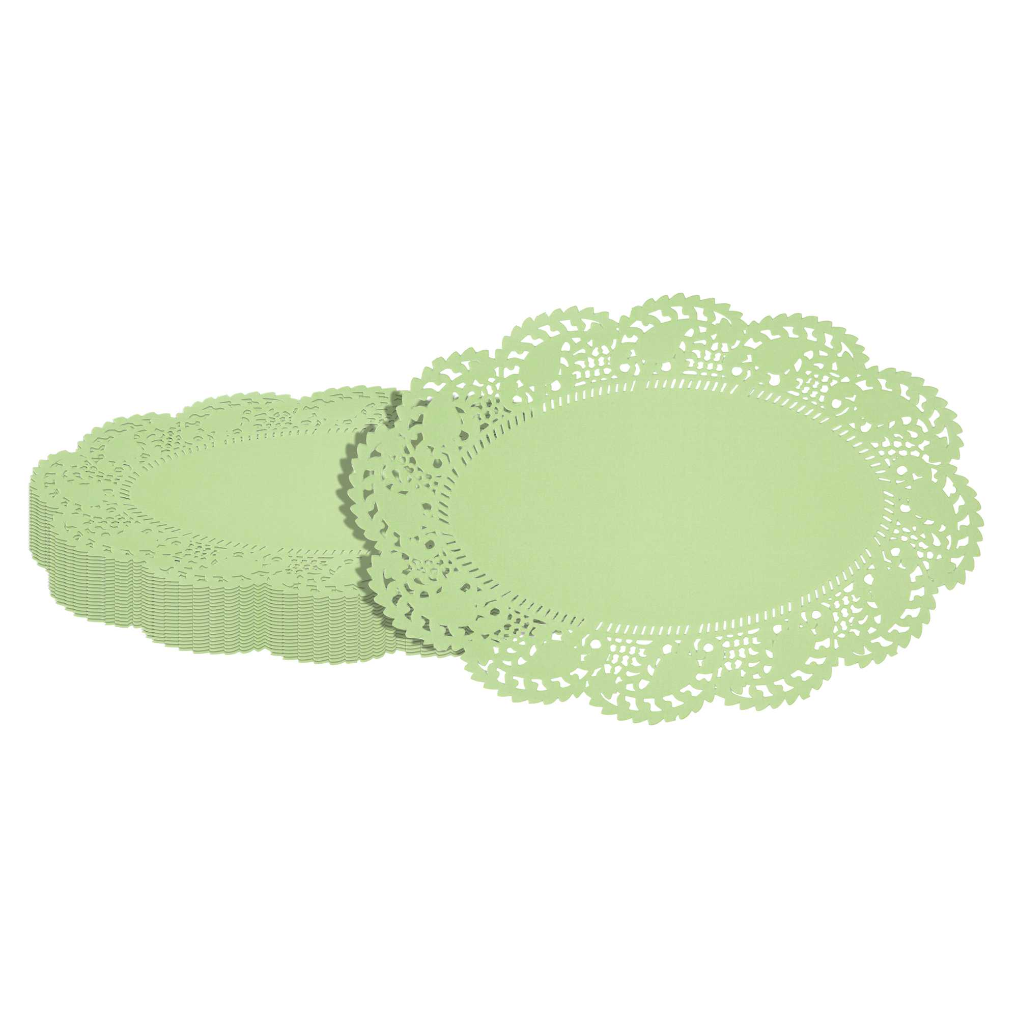 Pastry Tek Oval Green Paper Doilies - Lace - 12 1/2" x 8 1/2" - 4000 count box