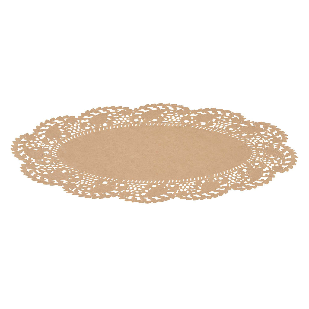 Pastry Tek Oval Kraft Paper Doilies - Lace - 12 1/2" x 8 1/2" - 4000 count box